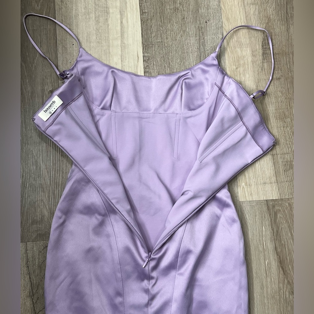 House of CB Lilac Feather-Trim Midi Dress - Picture 14 of 14